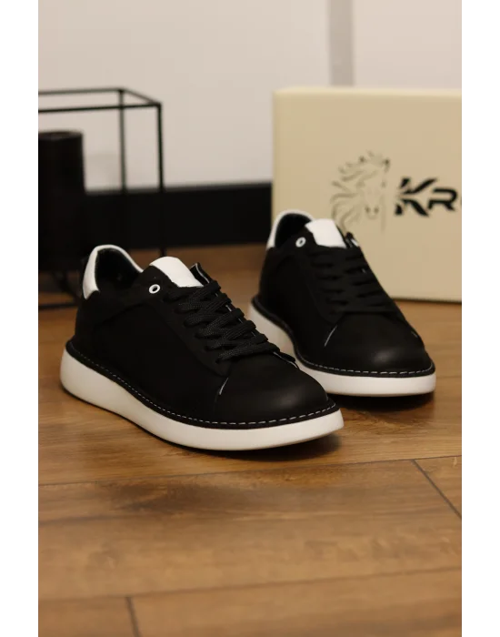 Carve Hakiki Nubuk Deri Siyah Sneaker