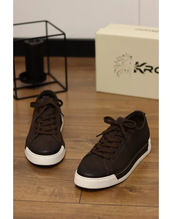 Clay Hakiki Nubuk Deri Kahve Sneaker