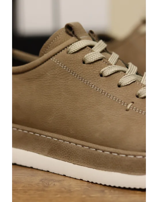 Clay Hakiki Nubuk Deri Bej Sneaker