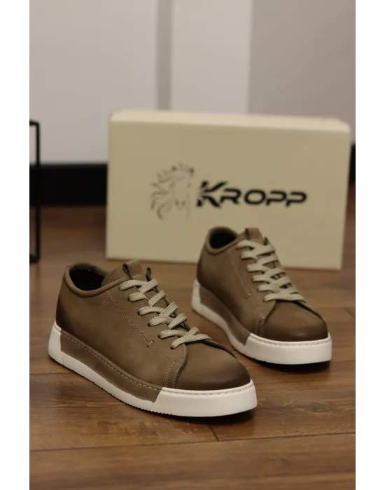 Clay Hakiki Nubuk Deri Bej Sneaker