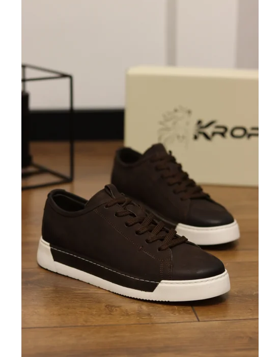 Clay Hakiki Nubuk Deri Kahve Sneaker