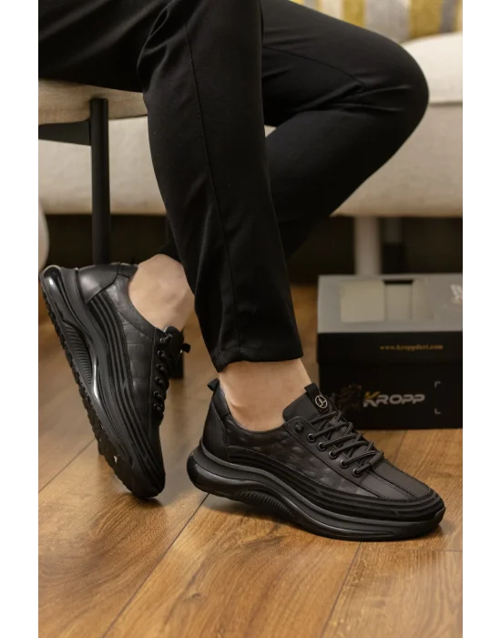 Draco Hakiki Deri Siyah İthal Taban Erkek Sneakers