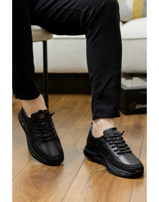 Draco Hakiki Deri Siyah İthal Taban Erkek Sneakers