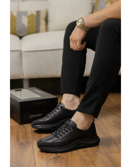 Draco Hakiki Deri Siyah İthal Taban Erkek Sneakers