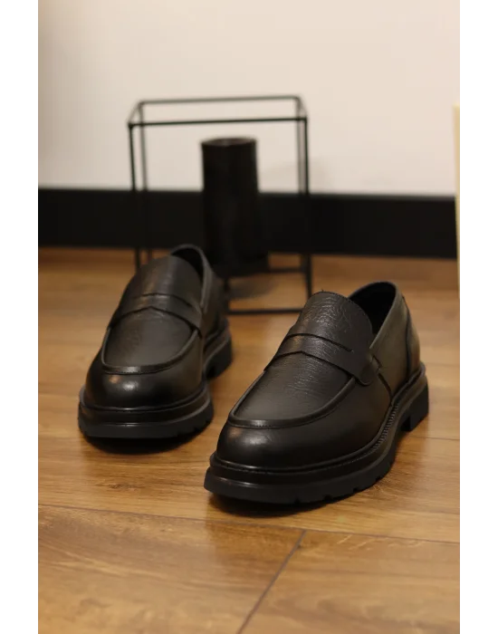 Elron Hakiki Deri Siyah Arizona Loafer