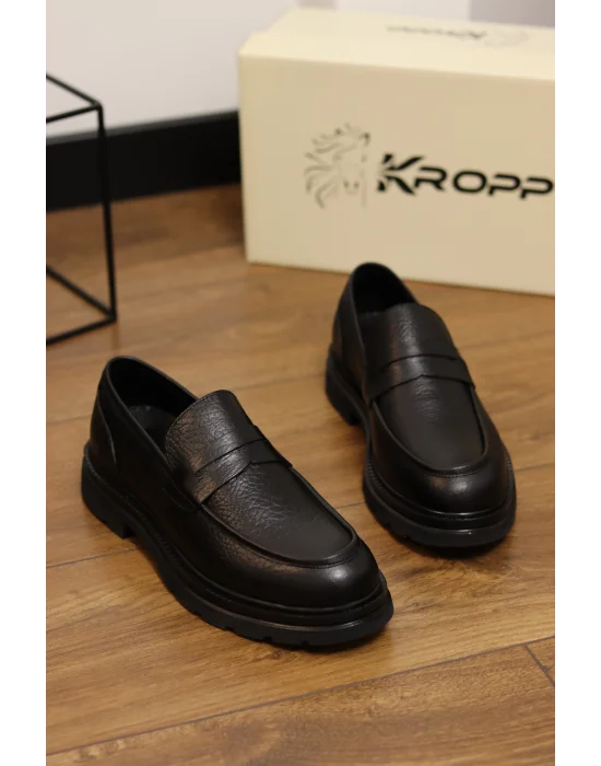 Elron Hakiki Deri Siyah Arizona Loafer