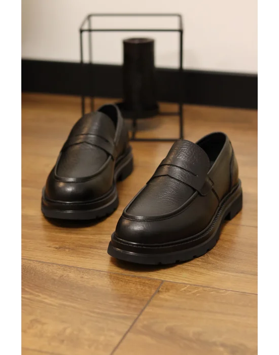 Elron Hakiki Deri Siyah Arizona Loafer
