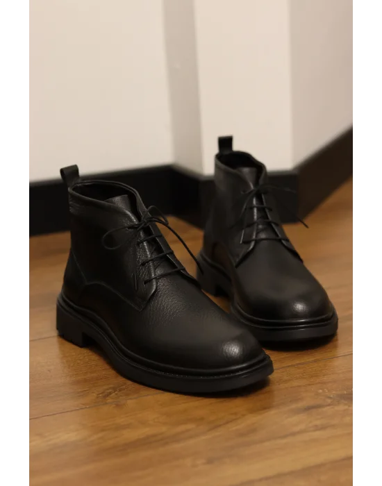 Grov Hakiki Deri Siyah Floter Casual Bot