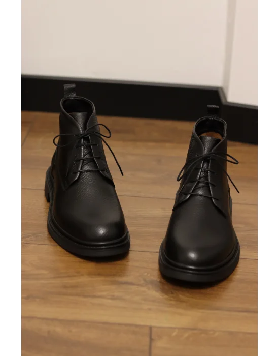 Grov Hakiki Deri Siyah Floter Casual Bot