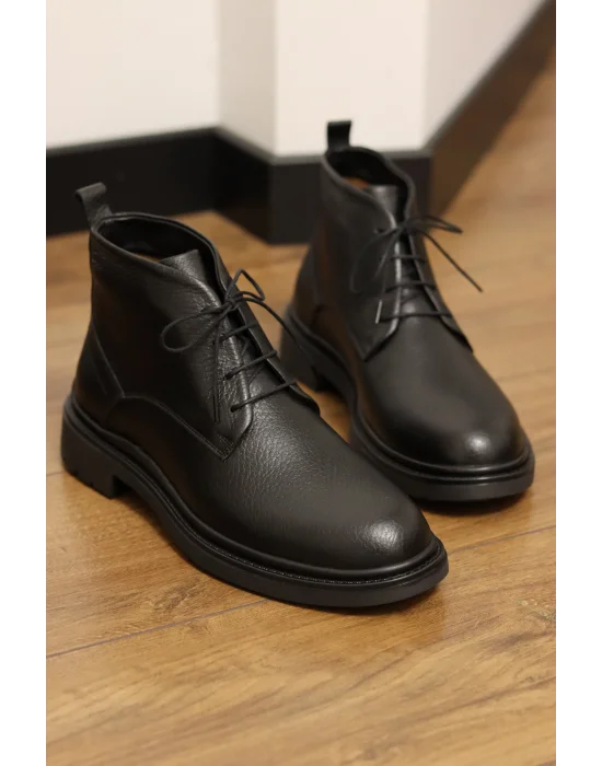 Grov Hakiki Deri Siyah Floter Casual Bot