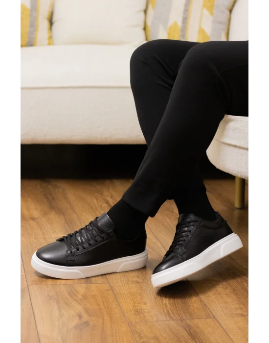 Hakiki Deri Eva Taban Siyaha Beyaz Sneaker
