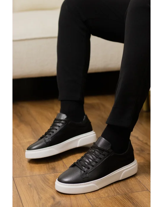 Hakiki Deri Eva Taban Siyaha Beyaz Sneaker