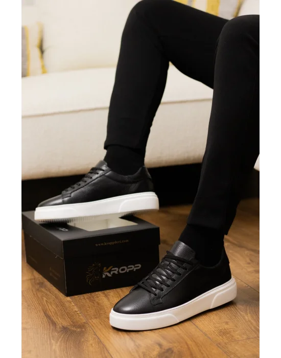 Hakiki Deri Eva Taban Siyaha Beyaz Sneaker