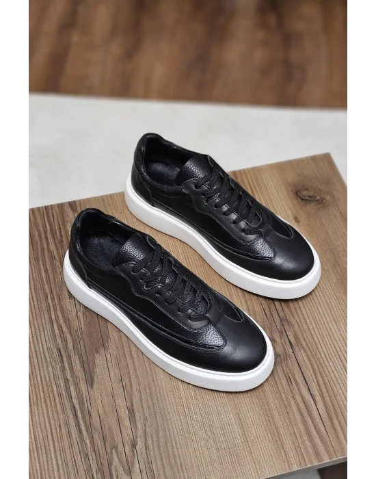 Hakiki Deri Lux Siyah Eva Taban Sneaker