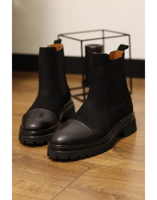 Matt Siyah Hakiki Süet Deri Cilt Maskartalı Chelsea Bot
