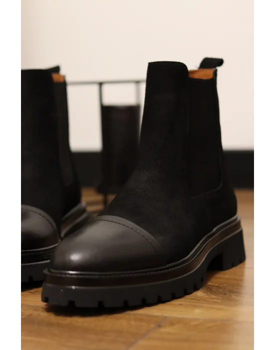 Matt Siyah Hakiki Süet Deri Cilt Maskartalı Chelsea Bot