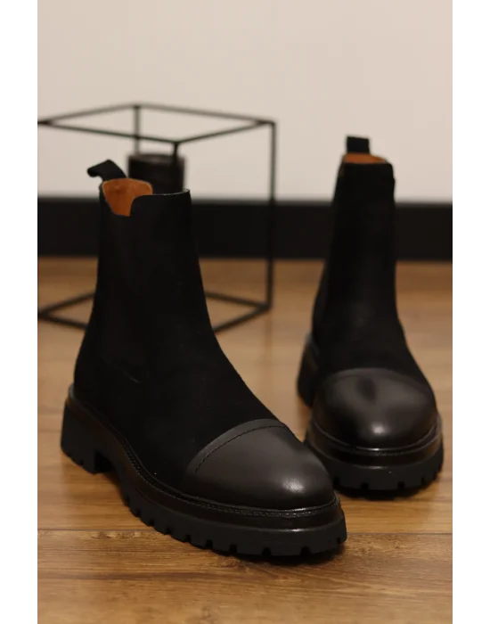 Matt Siyah Hakiki Süet Deri Cilt Maskartalı Chelsea Bot