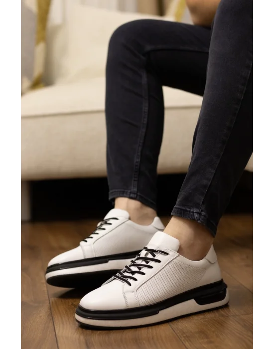 Nova Hakiki Deri Beyaz İthal Taban Sneaker Ayakkabı