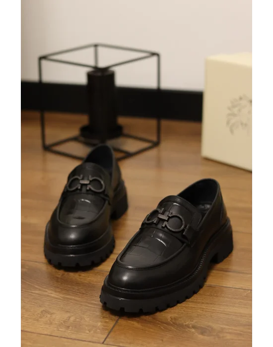Orbis Hakiki Deri Kroko Desenli Loafer