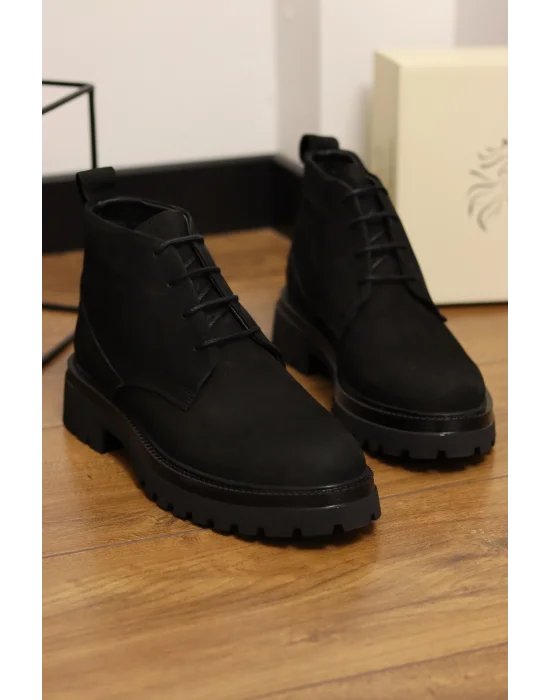 Sahra Hakiki Nubuk Deri Siyah Günlük Bot