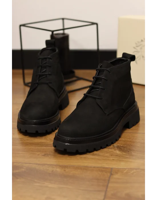 Sahra Hakiki Nubuk Deri Siyah Günlük Bot