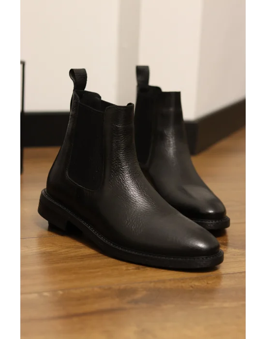 Velt Hakiki Deri Floter Baskı İtalyan Kalıp Klasik Chelsea Bot