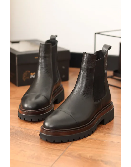 Vorn Siyah Hakiki Deri Arizona Chelsea Bot