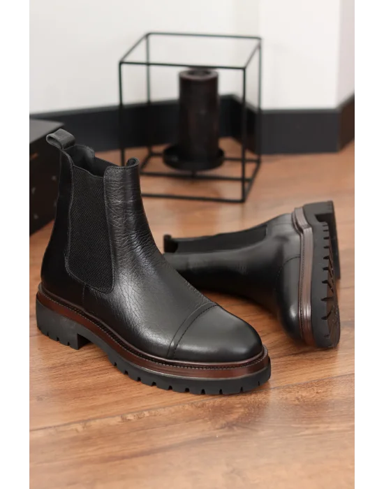 Vorn Siyah Hakiki Deri Arizona Chelsea Bot
