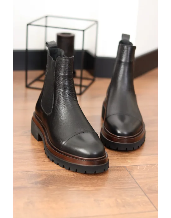 Vorn Siyah Hakiki Deri Arizona Chelsea Bot