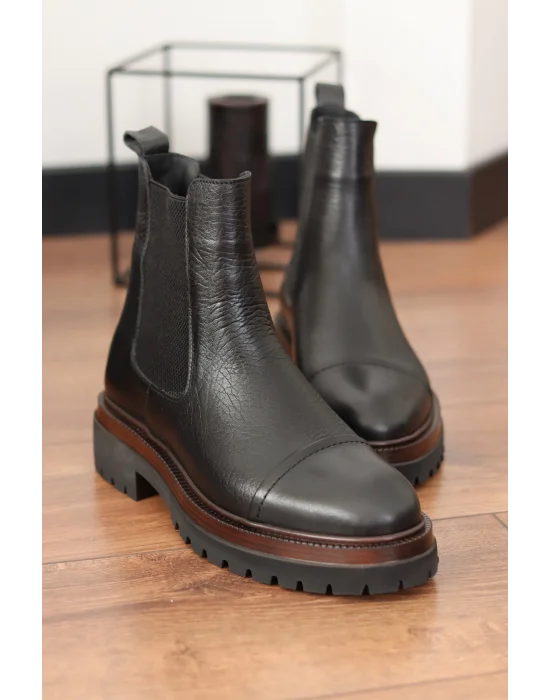 Vorn Siyah Hakiki Deri Arizona Chelsea Bot