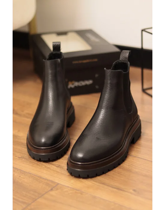 Zerion Hakiki Arizona Deri Siyah Chelsea Bot