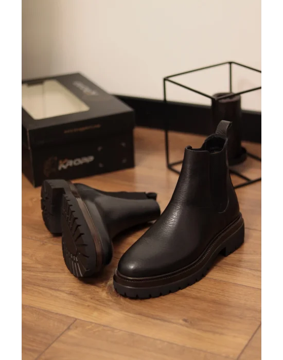Zerion Hakiki Arizona Deri Siyah Chelsea Bot