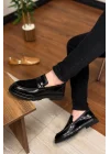 Hakiki Deri Siyah Mat Rugan ve Süet Deri Loafer
