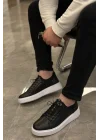 Hakiki Deri Strecli Ultra Hafif ve Rahat Eva Taban Siyah Sneaker Ayakkabı