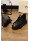 Gusto Siyah Hakiki Deri Lux İthal Taban Sneaker Ayakkabı