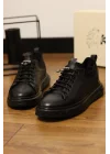 Gusto Siyah Hakiki Deri Lux İthal Taban Sneaker Ayakkabı