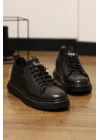 Gusto Siyah Hakiki Deri Lux İthal Taban Sneaker Ayakkabı