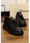 Gusto Siyah Hakiki Deri Lux İthal Taban Sneaker Ayakkabı