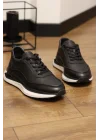 Sigma Siyah Hakiki Deri İthal Taban Sneakers