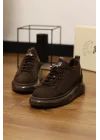 Mocha Hakiki Deri Acı Kahve Süet Sneaker