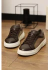 Angel Hakiki Deri Süet Detaylı Kahve Sneaker Ayakkabı