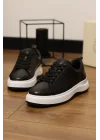 Grand Hakiki Deri Siyah Eva Taban Sneaker Ayakkabı