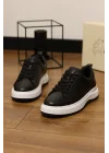 Grand Hakiki Deri Siyah Eva Taban Sneaker Ayakkabı
