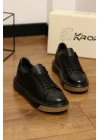 Lord Hakiki Deri Floter Baskı Siyah Sneaker