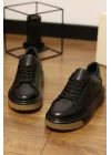 Lord Hakiki Deri Floter Baskı Siyah Sneaker