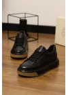 Lord Hakiki Deri Floter Baskı Siyah Sneaker