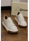Lord Hakiki Deri Floter Baskı Beyaz Sneaker