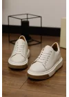 Lord Hakiki Deri Floter Baskı Beyaz Sneaker