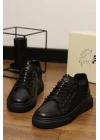 Grain Hakiki Deri Floter Baskılı Siyah Sneaker