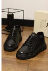 Grain Hakiki Deri Floter Baskılı Siyah Sneaker